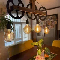 لوستر چوب و سیم و فلز(طرح نوار مغناطیسی)