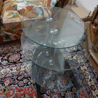 میز عسلی شیشه ای پایه فلز و چوب|مبلمان خانگی و میز عسلی|قم, بلوار امین و ساحلی|دیوار
