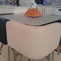 میز وصندلی غذا خوری چهارنفره سفید مشکی