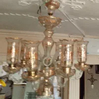 لوستر ۶ لاله طلاکوب قدیمی