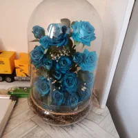 گل رز آبی مصنوعی داخل شیشه