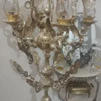 لوستر کنارسالنی فرشته طلای شمعدان بوهمیا میز خاطره