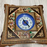 ساعت دیواری چهار گوش خاتم و مینا کاری شده