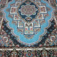 دوتخته فرش شیش متری رنگ فیروزه ای