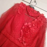 لباس مجلسی قرمز ژیپون دار