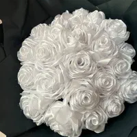 دسته گل روبانی سفید 25عددی