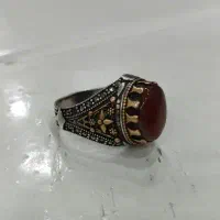 ۲دو عدد انگشتر نقره با سنگ عقیق اصل