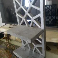 استند پایه گل گلدان فرفورژه حصیری چوبی جاکلیدی