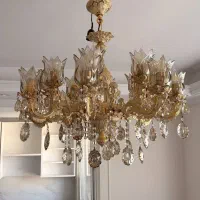 لوستر برنجی وارداتی ایتالیایی ۸ شاخه مدل لاله