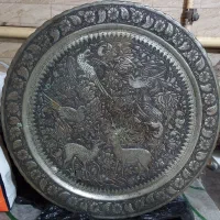 سینی کهنه قطر ۶۰ شکارگاه مس قلم دست