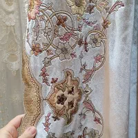 پرده پذیرایی فلت خامه دوری همراه دو مخمل|پرده، رانر، رومیزی|تهران, تهرانسر مرکزی|دیوار