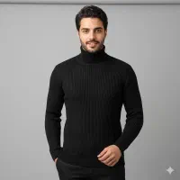 پلیور بافت یقه اسکی مدل Ersan رنگ مشکی|لباس|اردبیل, |دیوار