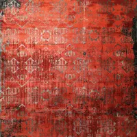 فرش ماشینی قرمز طوسی طرح ویتیج