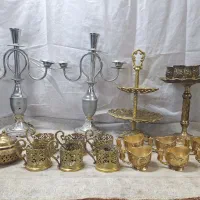 شمعدان برنجی شیرینی خوری انگاره قدیمی عتیقه