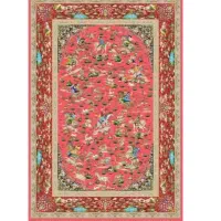 فرش ماشینی ابریشم نقش شکاری ۱۶۰۰ شانه کد۱۶۰۰۱۷