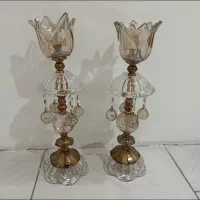 دو عدد شمعدان شیشه ای جاشمعی جا شمعی شب چله یلدا