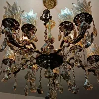 لوستر برنجی ۵ شاخه ۱۰ شعله|لوستر و چراغ آویز|قرچک, زیبا شهر|دیوار