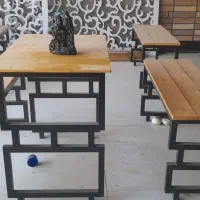 میز ونیمکت چوبی پایه فلزی|صندلی و نیمکت|شاهین‌شهر, خانه کارگر|دیوار