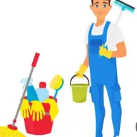 کارگر نظافتی آقا در مجتمع تجاری. بازنشسته