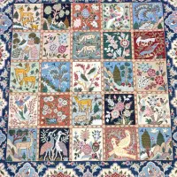 قالیچه دستباف مربع طرح خشتی