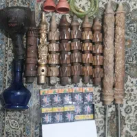 قلیان قدیمی چوبی ۹عدد۱۳بسته یکجا تمام وسایل