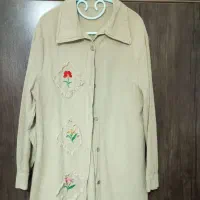 مانتو کتان در حد نو رنگ کرم