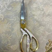 قیچی خیاطی استیل طرح دار دسته طلایی نو