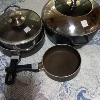 ظروف  قابلمه وماهیتابه تفلون وسنگی ست کفگیر وملاق