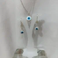 نیم ست نقره نگین چشم آبی کد ۶۰۸