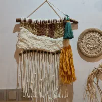 گلدان آبگینه زرد قهوه ای دیوارکوب رومیزی مکرومه|صنایع دستی و سایر لوازم تزئینی|تهران, کوهک|دیوار