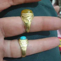 انگشتر طلا کاره دست  فیروزه و عقیق زرد