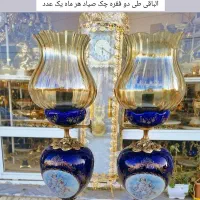 چراغ لاله پایه برنز جفتی ،برنجی