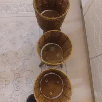 گلدان چوبی وبافت حصیری سالم|صنایع دستی و سایر لوازم تزئینی|چهاردانگه (تهران), |دیوار