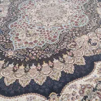 ۲ جفت فرش ۹ متری کاشان مدل ارکیده سرمه ای ۷۰۰ شانه|فرش|نقده, |دیوار
