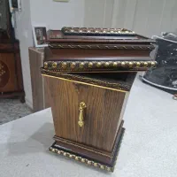 سطل زباله و جا دستمال کاغذی چوبی
