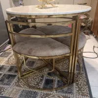 ناهارخوری کم جا 4نفره فلزی طلایی