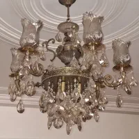 لوستر برنجی ، شش شاخه، دو عدد لوستر