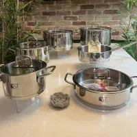 سرویس قابلمه استیل KST آلمانی سه لایه چک بده اقساط|ظروف پختوپز|یزد, |دیوار