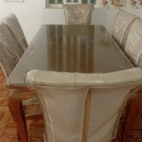 میز صندلی ناهارخوری شش نفره با کاور
