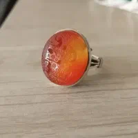 انگشتر /عقیق /دو رنگ /نقره