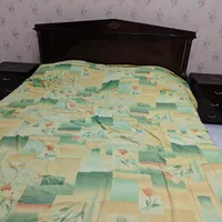 تخت۲ نفره، آیینه دارور و پاتختی + تشک و ست لحاف|تخت و سرویس خواب|جم, |دیوار
