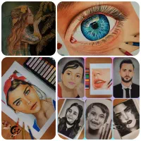 سفارش نقاشی چهره سیاه قلم مدادرنگی با تخفیف ویژه