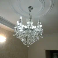 لوستر نقرهای کریستال دایره ای جنس برنجی