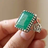 انگشتر نقره مردانه نگین زمرد طبیعی
