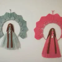 مکرومه دیوارکوب،فرشته، آویز عروسکی ، آویز گلدان|صنایع دستی و سایر لوازم تزئینی|شیراز, سعدیه جنوبی|دیوار