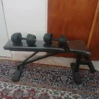 فروش میز بدنسازی به همراه دمبل