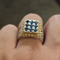 انگشتر نقره 925 نگین یاقوت کبود|جواهرات|خورموج, |دیوار