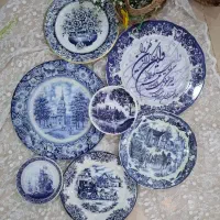 بشقاب دیوارکوب قلم آبی