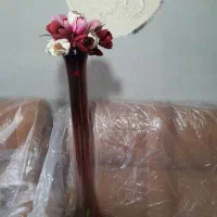 گلدان شیشه ای بلند ویه دسته گل شقایق|صنایع دستی و سایر لوازم تزئینی|کرج, کوی زنبق|دیوار
