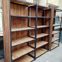 قفسه جاکفشی رگال فلزی میز ویترین دکور شلف چوب